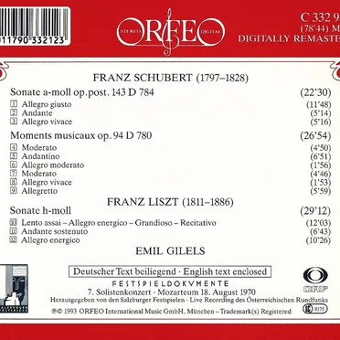 Sonate a-moll / Moments musicaux / Sonate h-moll