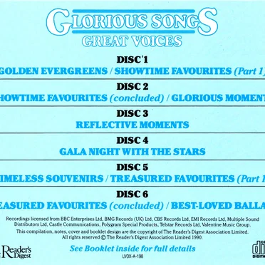 Glorious Songs: Great Voices by Various Artists - album cover