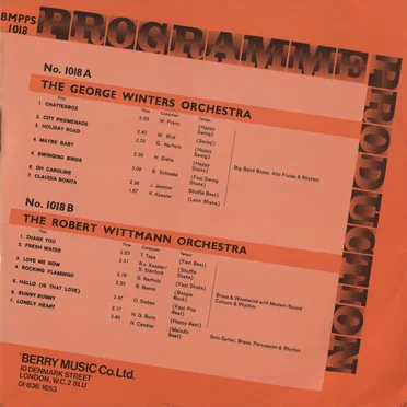 Programme Production Number 18 by The George Winters Orchestra - album cover