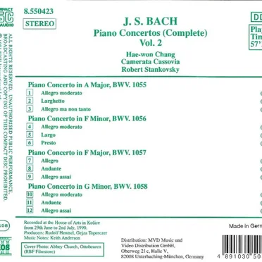 Piano Concertos (Complete): Volume 2, BWV 1055 - 1058