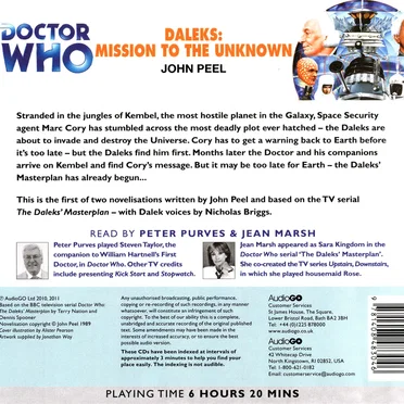 Doctor Who: Daleks: Mission to the Unknown by John Peel - album cover