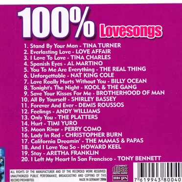 100% Love Songs by Various Artists - album cover