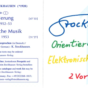 Orientierung 1952–53 / Elektronische Musik 1953: 2 Vorträge by Karlheinz Stockhausen - album cover