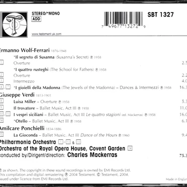 Charles Mackerras Conducts Wolf-Ferrari, Verdi & Ponchielli