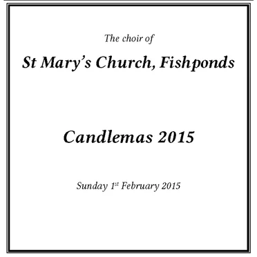 Candlemas 2015 by Choir of St Mary’s, Fishponds - album cover