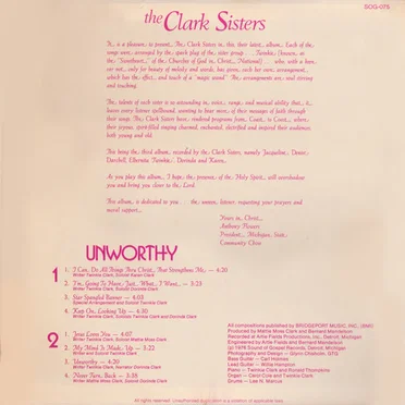 Unworthy by The Clark Sisters - album cover