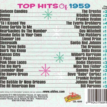 Top Hits of the Fifties 1959 by Various Artists - album cover