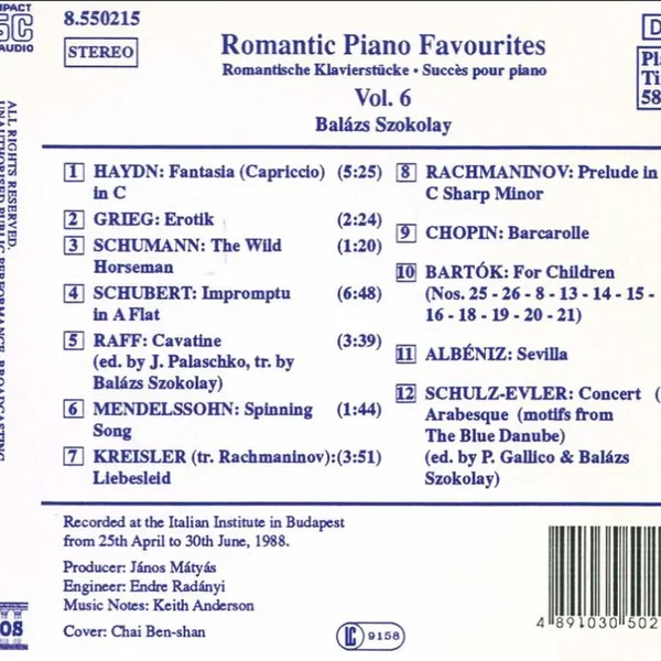 Romantic Piano Favourites, Volume 6