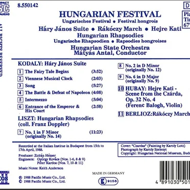 Hungarian Festival: Háry János Suite / Rákóczi March / Hejre Kati / Hungarian Rhapsodies