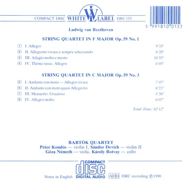 String Quartets Op. 59 Nos. 1 & 3