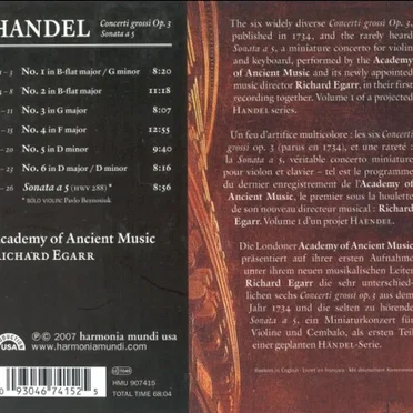 Handel: Concerti Grossi op. 3 / Sonata a 5