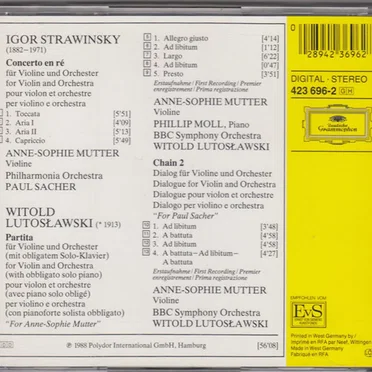 Lutoslawski: Partita / Chain 2 / Strawinsky: Violinkonzert