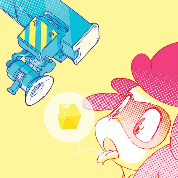 Funwari-chan with a cube