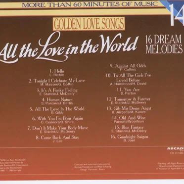 Golden Love Songs, Volume 14: All the Love in the World by Various Artists - album cover