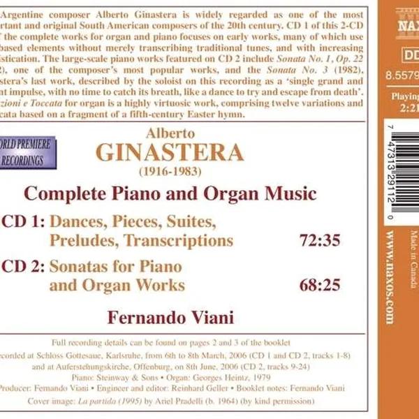 Complete Piano and Organ Music: Danzas argentinas / Piano Sonatas nos. 1-3