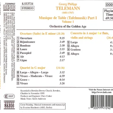 Musique de Table (Tafelmusik), Vol. 1