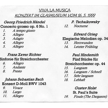Konzert im Glasmuseum vom 16.5.1999