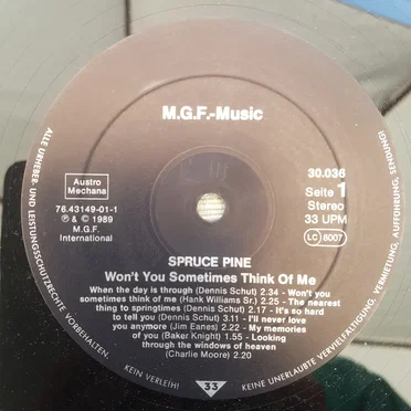 Won't You Sometimes Think of Me by Spruce Pine - album cover