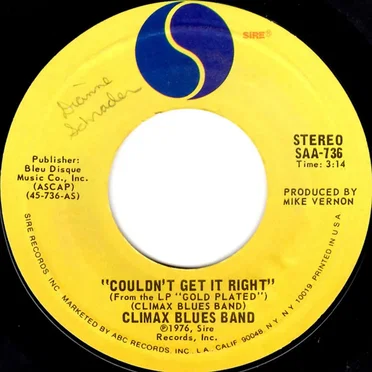 Couldn't Get It Right by Climax Blues Band - album cover