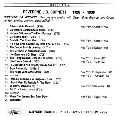 Reverend J. C. Burnett 1926 - 1938