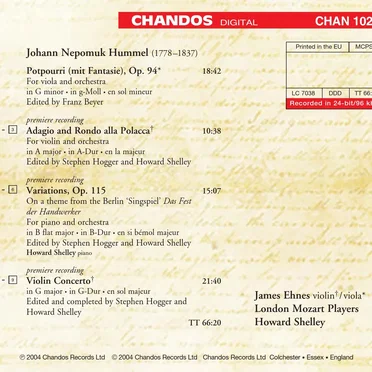 Adagio And Rondo Alla Polacca; Violin Concerto In G; Piano Variations Op. 115; Potpourri Op. 94