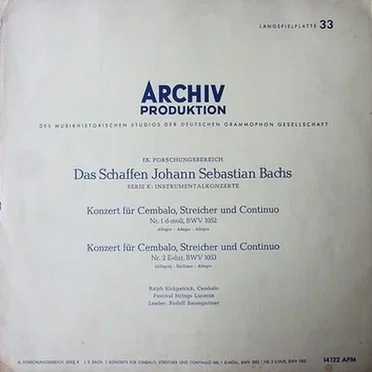 Konzert für Cembalo, Streicher und Continuo Nr. 1 d‐moll, BWV 1052 / Konzert für Cembalo, Streicher und Continuo Nr. 2 E‐dur, BWV 1053