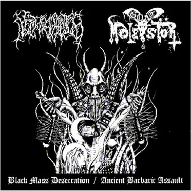 Black Mass Desecration / Ancient Barbaric Assault by Necros Christos - album cover