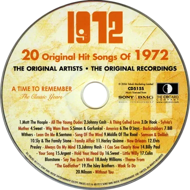 20 Original Hit Songs Of 1972 by Various Artists - album cover