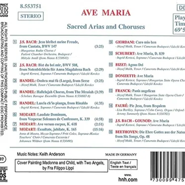 Ave Maria: Sacred Arias and Choruses by Various Artists - album cover