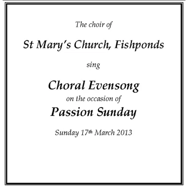 Passion Sunday 2013 by Choir of St Mary’s, Fishponds - album cover
