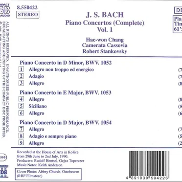 Piano Concertos (Complete), Vol. 1: BWV 1052-1054