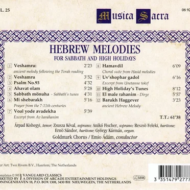Musica Sacra (Volume 25): Hebrew Melodies For Sabbath and High Holidays by Various Artists - album cover