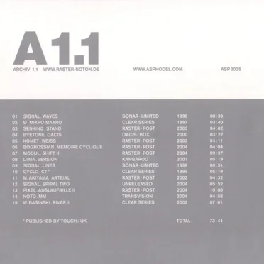 Raster-Noton: Archiv 1.1 by Various Artists - album cover
