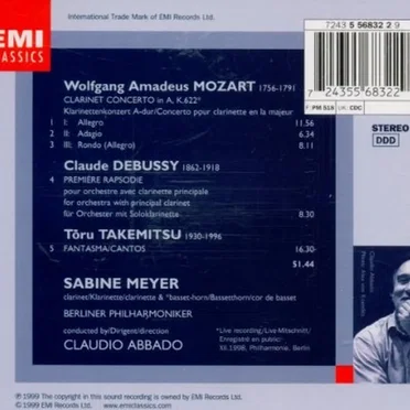Mozart: Klarinettenkonzert / Debussy: Première Rapsodie / Takemitsu: Fantasma/Cantos