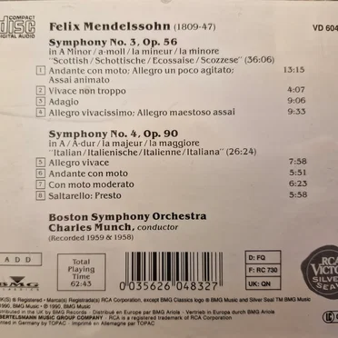 Scottish Symphony / Italian Symphony by Mendelssohn - album cover