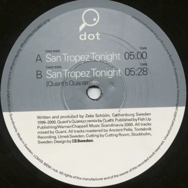 San Tropez Tonight by Zeke Schöön - album cover