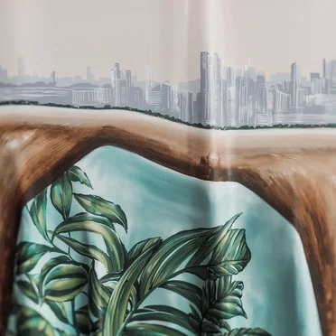 Commemorative Shower Curtain of Our City Skyline