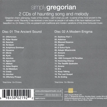 Simply Gregorian by Various Artists - album cover