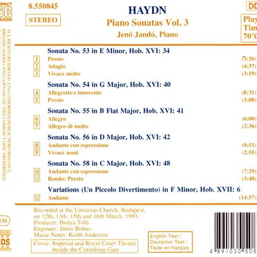 Piano Sonatas, Vol. 3: Nos. 53-56 and 58 / Un piccolo divertimento