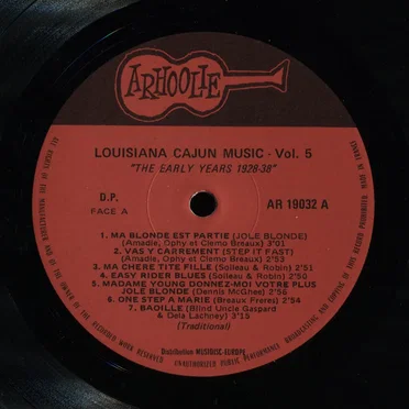 Louisiana Cajun Music, Volume 5, The Early Years 1928-1938 by Various Artists - album cover