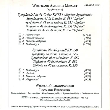 Symphonien Nos. 40 & 41 "Jupiter"