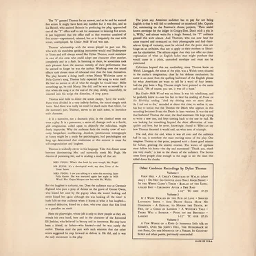 Dylan Thomas Narrating Under Milkwood by Dylan Thomas - album cover
