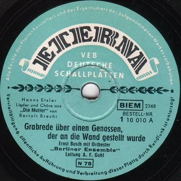 Grabrede über einen Genossen, der an die Wand gestellt wurde / Steh’ auf! / Lob der Dialektik