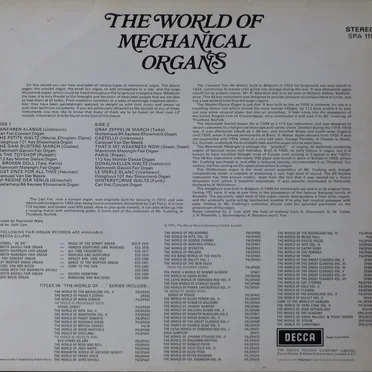The World of Mechanical Organs by Various Artists - album cover