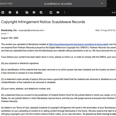 If you believe your content has been taken down in error, please so inform us