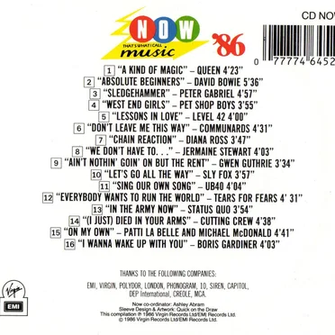 Now That’s What I Call Music ’86 by Various Artists - album cover