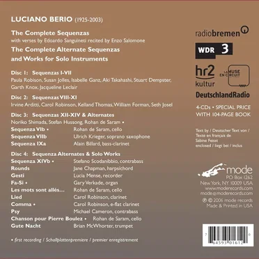 The Complete Sequenzas, Alternate Sequenzas & Works for Solo Instruments