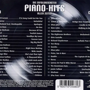 Die ultimative Chart Show: Die erfolgreichsten Piano-Hits aller Zeiten by Various Artists - album cover