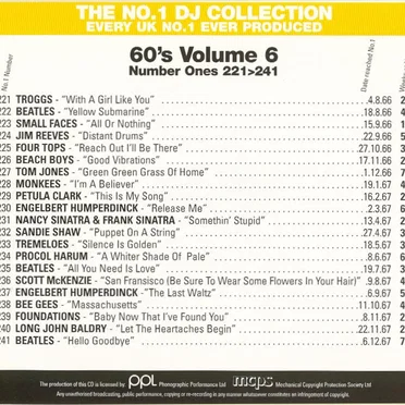 The No.1 DJ Collection: 60's, Volume 6 by Various Artists - album cover