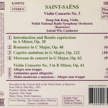 Violin Concerto no. 3 / Introduction and Rondo capriccioso / Caprice andalous / Morceau de concert